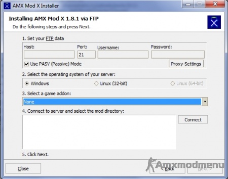 Установка AMX Mod X на сервер, по средствам FTP связи